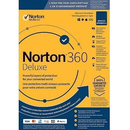 Norton 360 Deluxe β 1 Year β 3 Devices